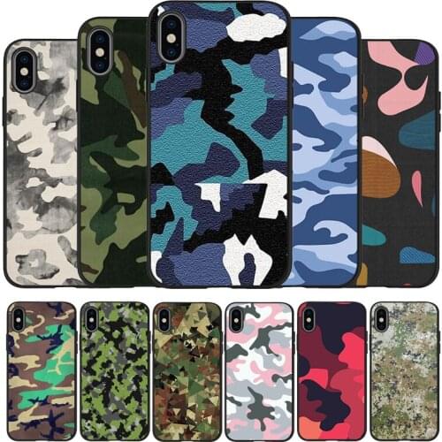 Camouflage Pattern black Silicone Phone Case For iPhone 12 XR XS Max 5 5S SE 2020 6 6S 7 8 PLUS X 11Pro Max 11 Cover