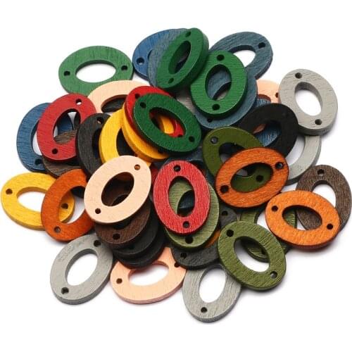 30pcs 15x20mm Dark Color Oval Shape Wooden Charms Connector For Jewelry Making Findings Handmade Earrings Diy Accessories
