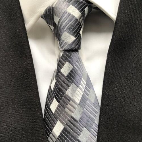 10 cm Width New Designer Mens Ties Jacquard Woven Neck Tie Fashion Gray Plaids Neckties Gravata