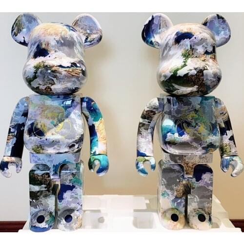 Bearbricklys 400% 28cm Moon Earth Pvc Action Figures Blocks Bear Dolls Decoration Models Friends Toys Christmas Gifts Kaw