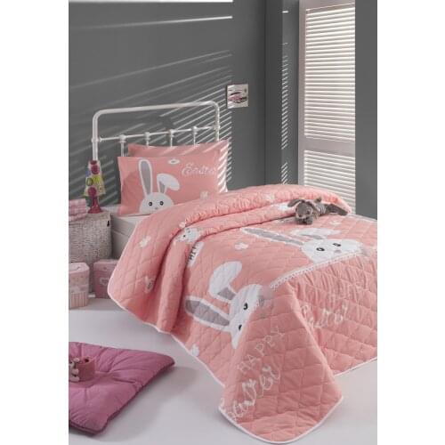 %100 Cotton Natural Quilted Bed Cover Set Boys Girls Children Bedding Set Single Blue Color bed blanket Rabbit Bed Linen Bedding