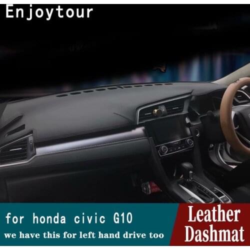 For Hond Civic G10 2016 2017 2018 2019 2020 Leather Dashmat Dashboard Cover Pad Dash Mat Carpet Car Styling Accessories RHD