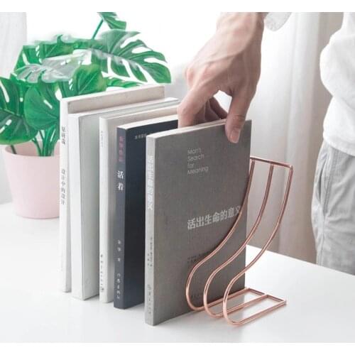Creative Metal S Shape Book Stand Stationary Anti-skid Bookends Shelf Holder Book Stand Drop Shipping Office Desktop Organizer