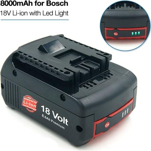BAT609 18V 8000mAh Li-ion Power Tools Battery for Bosch Rechargeable Battery BAT610G BAT618 BAT620 BAT622 gsr18-2 gsr18v-li