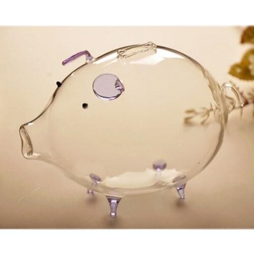 Cute Pig Piggy Bank Money Box for Kids Transparent Glass Saving Cash Coin Storage Saving Pot Adorable Gift