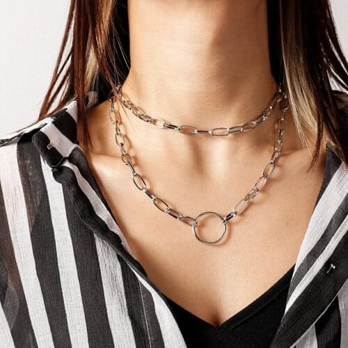 Trendy Multi-Layer Chains Necklaces for Women Gold Silver Color Rould Circle Necklace Simple Style Jewelry Accessories
