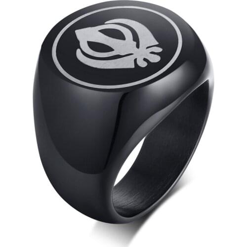 Fashion Stainless Steel Sikhism Signet Round Ring India Rock Punk Rings Cool For Husband Boyfriend Dad Religious Jewelry Gifts