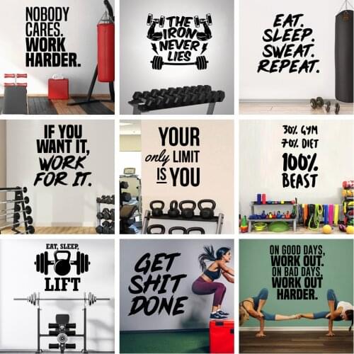 Cartoon Style GYM Vinyl Decals Wall Stickers For Bedroom Decoration Wall Art MURAL Drop Shipping