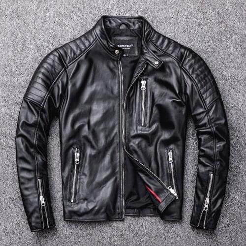 Mens Motorcycle Jackets New Zealand Sheepskin Man Black Motor Jacket Soft Genuine Leather Slim Coat Sheepskin Clothes
