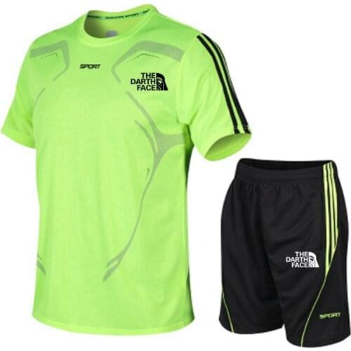 Mens T-shirt + Shorts Suit Fashionable Mens Sports Suit Mens Running Fitness Wear Casual Breathable Summer 2021 Mens Suit