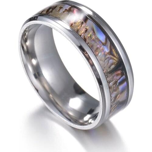 EKUSTYEE Cheap Vintage Stainless Steel Rings Men Classic Elegant Retro Wedding Rings For Women Girls Width 8mm Anillos Mujer