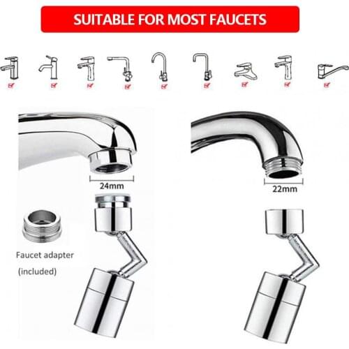 New 720 Degree Splash Filter Faucet Spray Head Anti Splash Filter Faucet 22-24mm Movable Kitchen Tap Water Saving Nozzle Sprayer