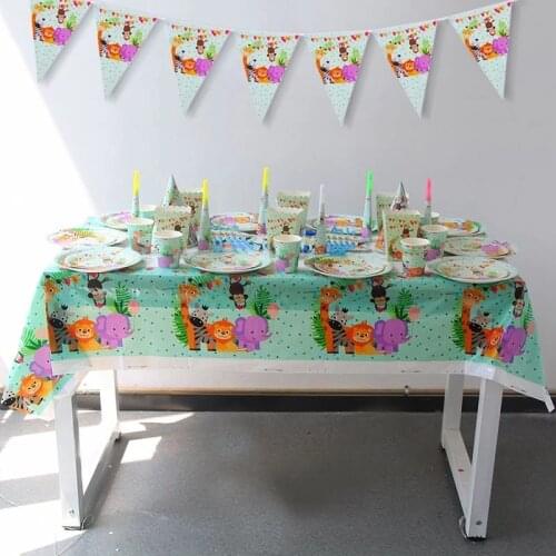 New Cute Animal Theme Birthday Party Decorations Disposable Tableware Kids Balloons Pompom Baby Shower Party Supplies