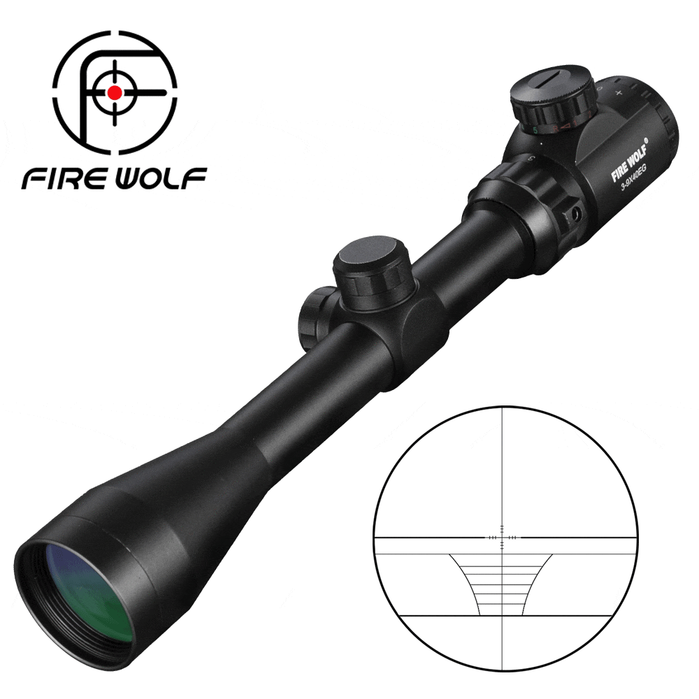 Fire Wolf 3-9x40 EG Riflescope Hunting Scope Outdoor Reticle Sight Optics Sniper Tactical Air Gun Scope for Weapon Sight