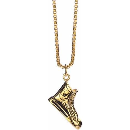Stainless Steel Hip Hop Gold Men Punk Rock Shoes Pendant Necklace Fashion Jewelry Gift For Him with Chain