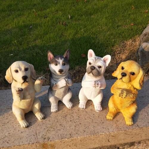 Pastoral Simulation Animal Resin Dog Ornaments Courtyard Outdoor Statues Decoration Home Livingroom Table Puppy Sculpture Crafts