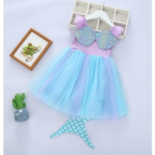 Girl Princess Dress Little Mermaid Dress Girl Mesh tutu dress Halloween Fancy Costume Kids Baby Carnival Birthday Party Clothes
