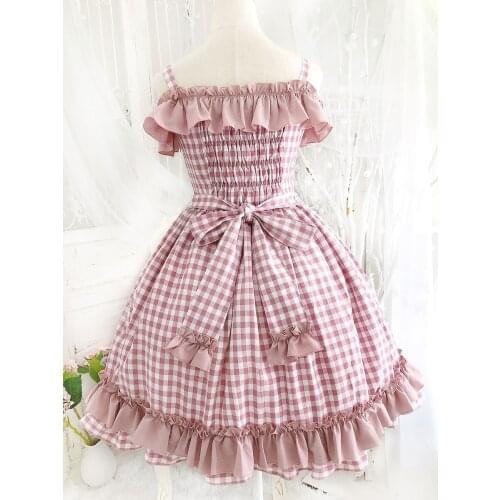 Sweet Lolita Jumper SkirtsLolita Plaid Straps Bows Cute Girls Dress