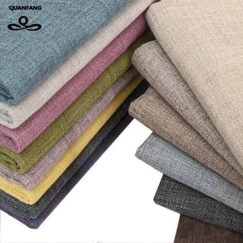 QUANFANG Solid colo Cotton Linen Fabric For Patchwork Quilting/DIY Sewing/Sofa Table Cloth/Furniture Cover Tissue/Cushion Meter