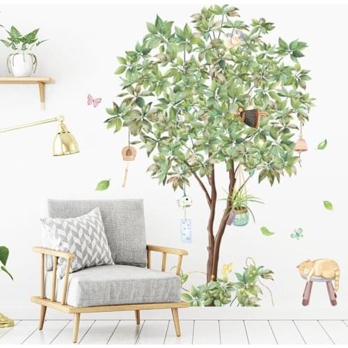 Removable Large Family Green Tree Wall Stickers PVC Adhesive Wall Mural Art Home Decor Kids Bedroom Living Room Decoration
