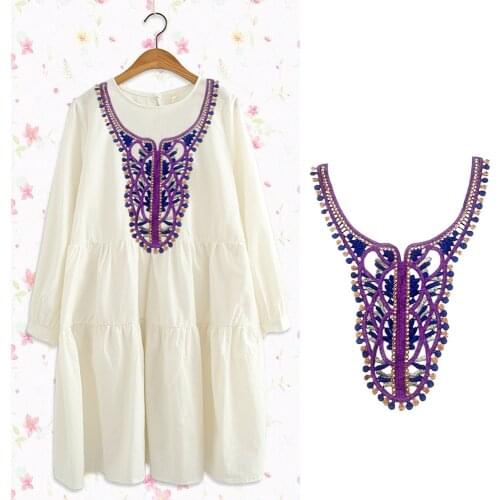 Neckline Neck Collar Embroidery Sew-on Patch Applique Fabric Accessory for Clothes Wrapping Craft Decoration parches correctifs