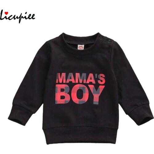 Toddler Baby Boys Long Sleeve Sweatshirts, Round Neck Letter Printed Casual Pullover Shirt Tops 0-6 Years