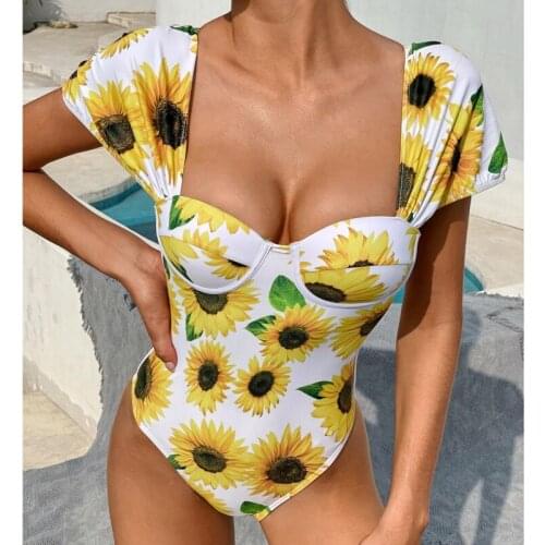 Urifens 2021 Sexy Print One Batsuit for Women swimwear Batsuit with Bandage Batsuit Push Up Summer Beach Batsuit Biquinis LYC50U
