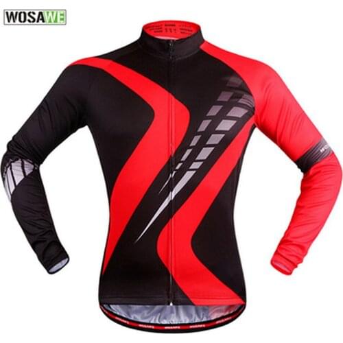 WOSAWE Spring and Autumn Winter Mountain Bike Long Sleeve Cycling Fast Dry Sweat Absorption Wet Road Long Sleeve Cycle Jersey