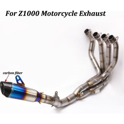 For Kawasaki Z1000 Full Exhaust System Carbon Fiber+stainless Steel Motorcycle Exhaust Muffler Modified Moto Escape