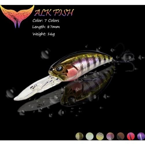 WALK FISH 1PCS 87mm/16g Crankbait Fishing Lure Crank Vibration 3D Eyes Fishing Artificial Hard Bait Sharp Hook Fishing Tackle