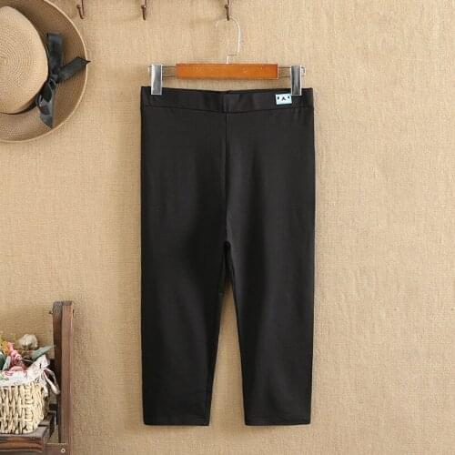 Plus Size Pants Elastic Waist Cotton Elastic Fabric Leggings Knee-Length Trousers And Long Pants Large Size For Fatwomen Summer