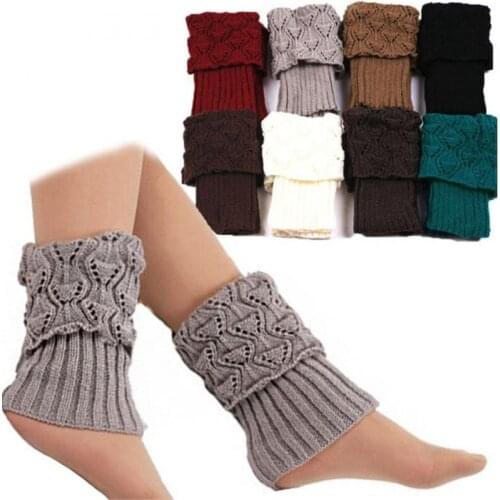 1 Pair Women Crochet Stretch Boot Cuffs Warm Winter Short Knitted Grain Shell Knit Leg Warmers Foot Cover Knit Toppers Boot Sock