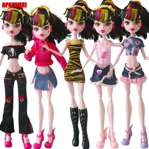 1pc Fashion Doll Clothes for Monster High Clothes for Bratz Doll Outfits Dresses Short Dress Long Pant 10 Style Doll Costume