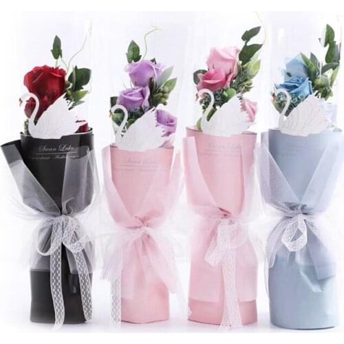 20pcs/10pcs Variety Pleated Yarn Wrapping Paper Rose Fresh Flower Packaging Decorative Florist Supplies Bouquet DIY Net Material