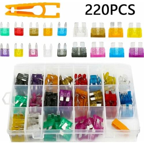 220PCS Fuse Car Kit Assorted Auto Car Truck Standard Blade Fuse Assortment 2/3/5/7.5/10/15/20/25/30/35A Automotive Fuse