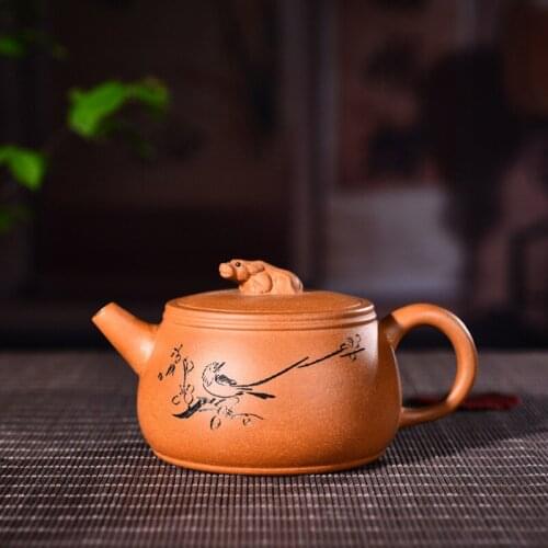 260ml Genuine Yixing Zisha Teapot Famous Pure Handmade Ore Purple Clay Mud Pasture Cow Tea Pot Kung Fu Tea Kettle Free Shipping