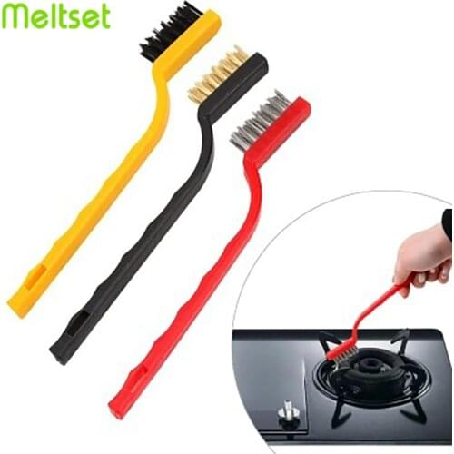 3pcs/lot Kitchen Cleaning Wire Brush Strong Decontamination Gas Stove Brush Metal Cleaning Brush for Stove Kitchen Cleaner