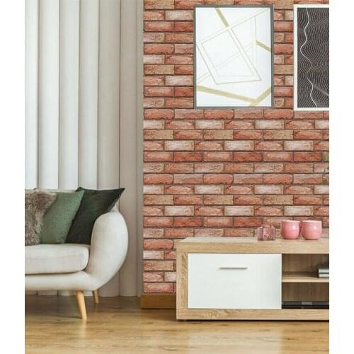 5pcs Retro 3d Brick Tiles Wall Stickers Diy Self-adhesive Waterproof Wallpaper Restaurant Living Room Wall Decor Home Wall Decor