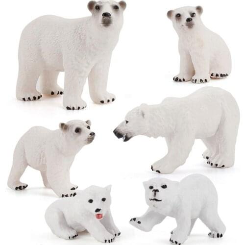 6pcs Simulatio Polar Bear Figures Set Arctic Animals Model Figures Animals Toys Kids Collection Cognition Educaitional Toys