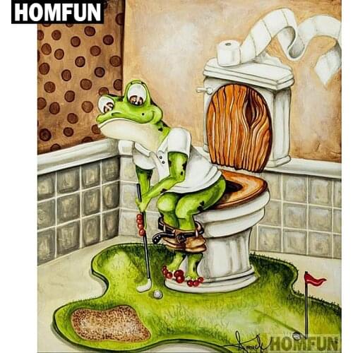 HOMFUN Full Square/Round Drill 5D DIY Diamond Painting "Frog toilet" 3D Embroidery Cross Stitch 5D Home Decor Gift A00622