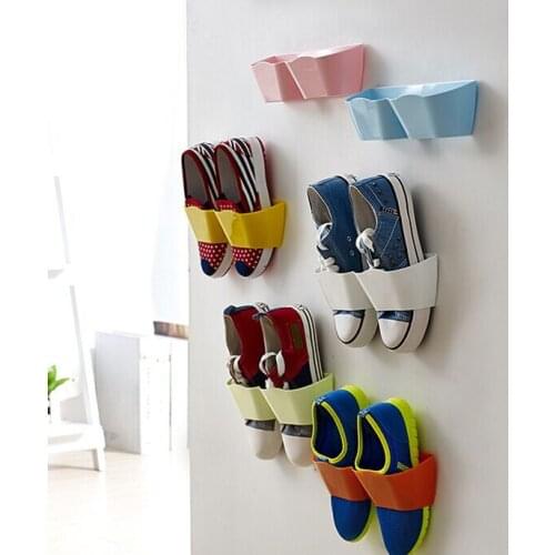 Free shipping wall hanging wall shoe candy colors creative furniture paste hanging shoe rack,4pcs/lot
