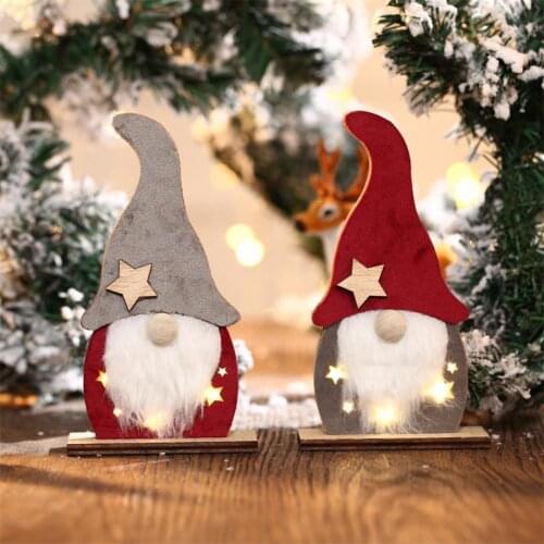 Faceless Ornament Eco-friendly Eye-catching Wood Glowing Christmas Mini Faceless Elderly Ornament for Home