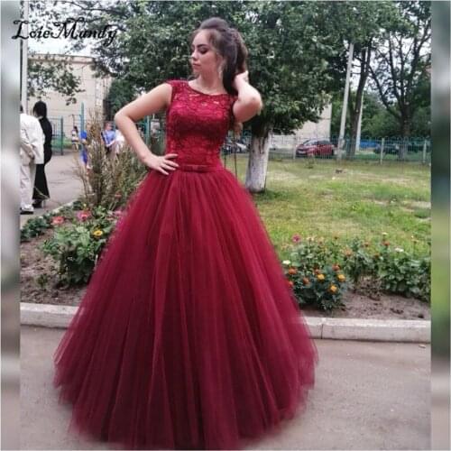 Burgundy Tulle Quinceanera Dresses 2021 Applique Lace Ball Gown Sweet 16 Dress For Women Formal Plus Size Vestido de 15 anos