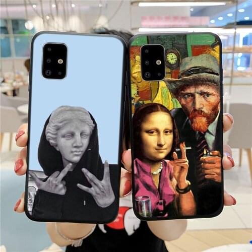 Funny Mona Lisar Case For Samsung Galaxy A20E A20 A30 A21S A40 A41 A50 A51 A70 A71 S9 S10 S20 S21 Plus Note 10 20 Ultra TPU Capa