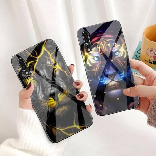 Animal Lion Tiger Cheetah Phone Case Tempered Glass For Huawei P30 P20 P10 lite honor 7A 8X 9 10 mate 20 Pro