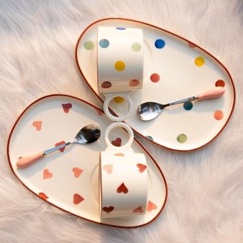 French afternoon tea dessert plate ins style breakfast cup and saucer creative personality exquisite ceramic coffee cup