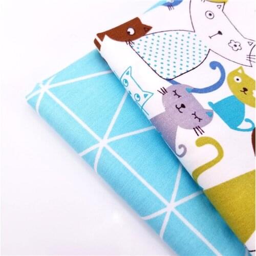 Childish Style Cat Printed Cotton Twill Patchwork Fabric DIY Sewing Quilting Handmade Cotton Material Fabric For Home Textile