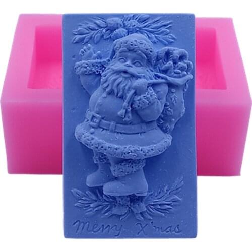 Santa Claus Design Soap Mold Cake Chocolate Molds Wax Resin Craft Gypsum Decorating Christmas Silicone Mold