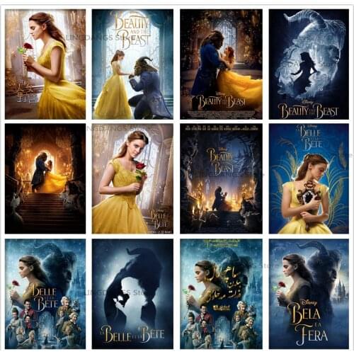 Disney Classic Movie 5d Diy Diamond Painting Beauty And The Beast Poster Portrait Diamond Mosaic Cross Stitch Home Decor Gift