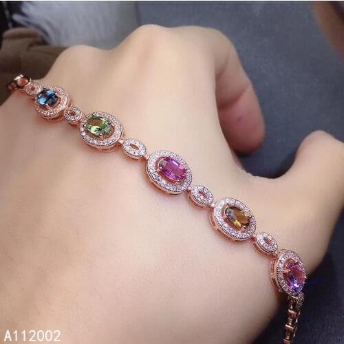 KJJEAXCMY fine jewelry natural Tourmaline 925 sterling silver new women gemstone hand bracelet support test luxury fashion